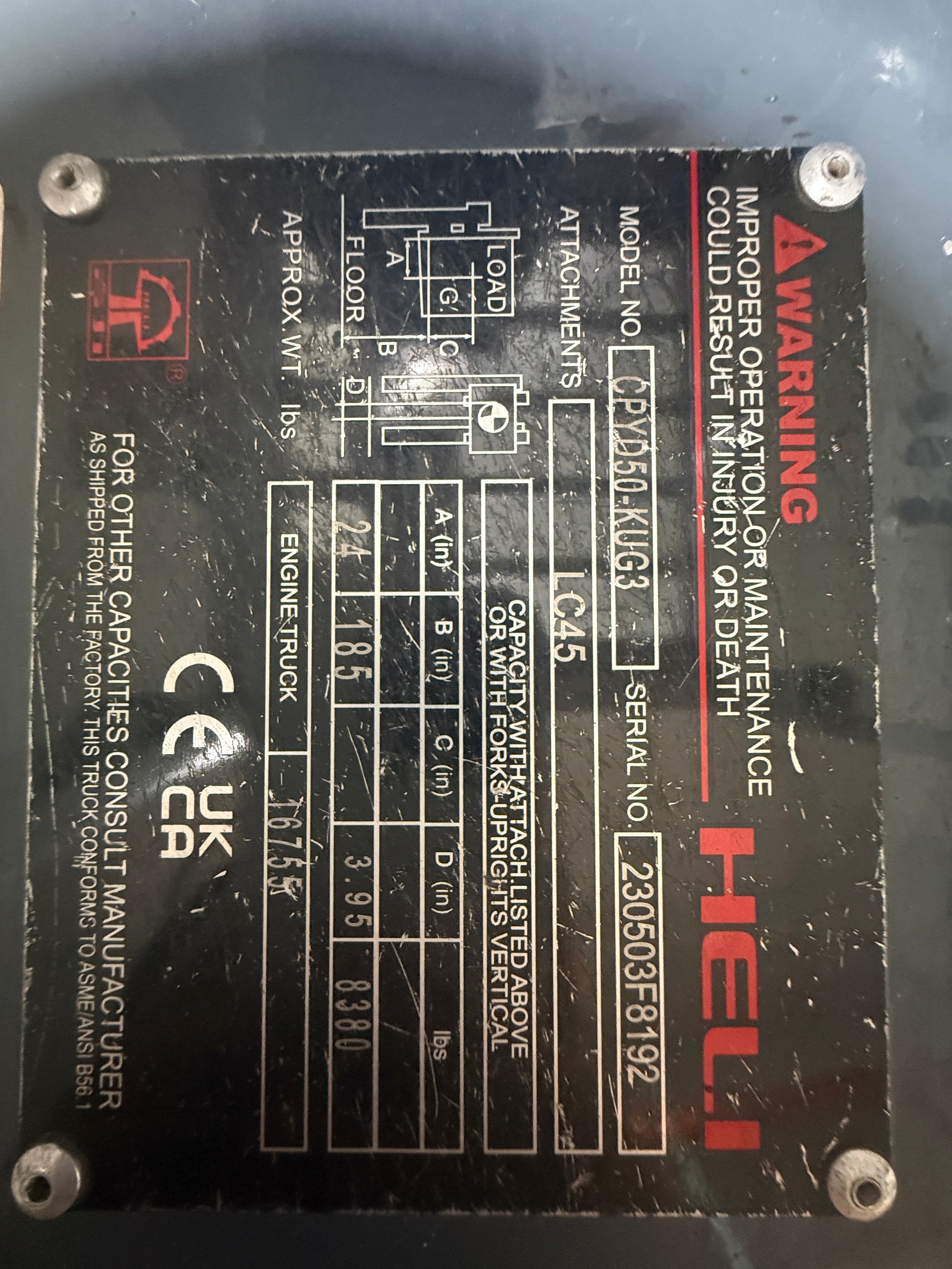 Unused Forklift Heli CPYD50-KUG3