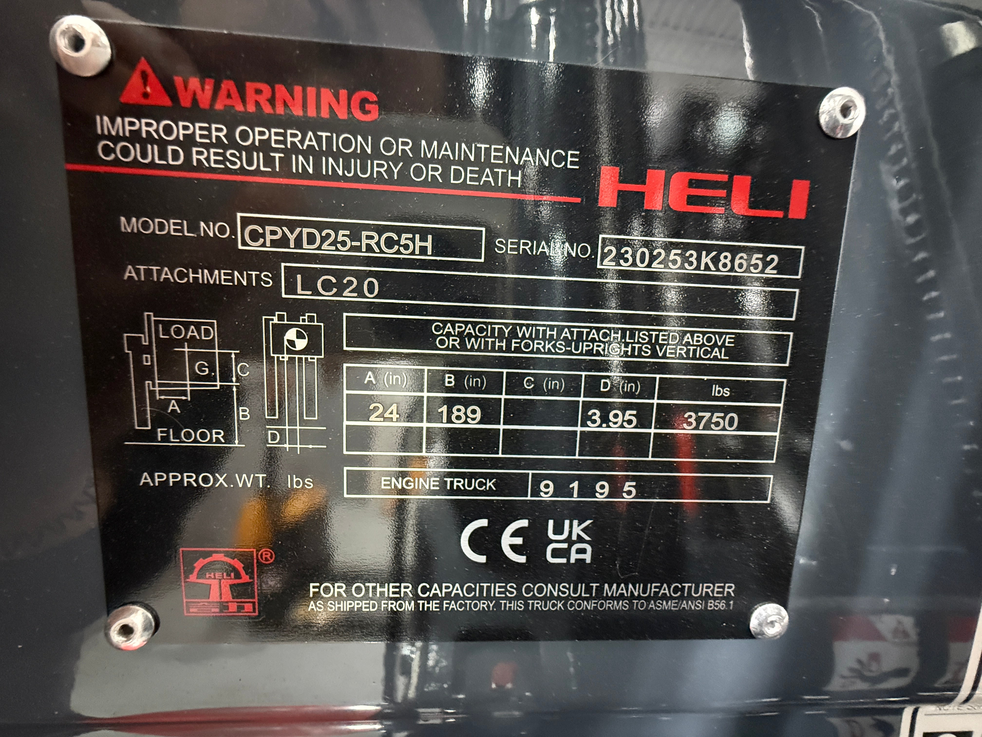 Unused Forklift Heli CPYD25-RC5H