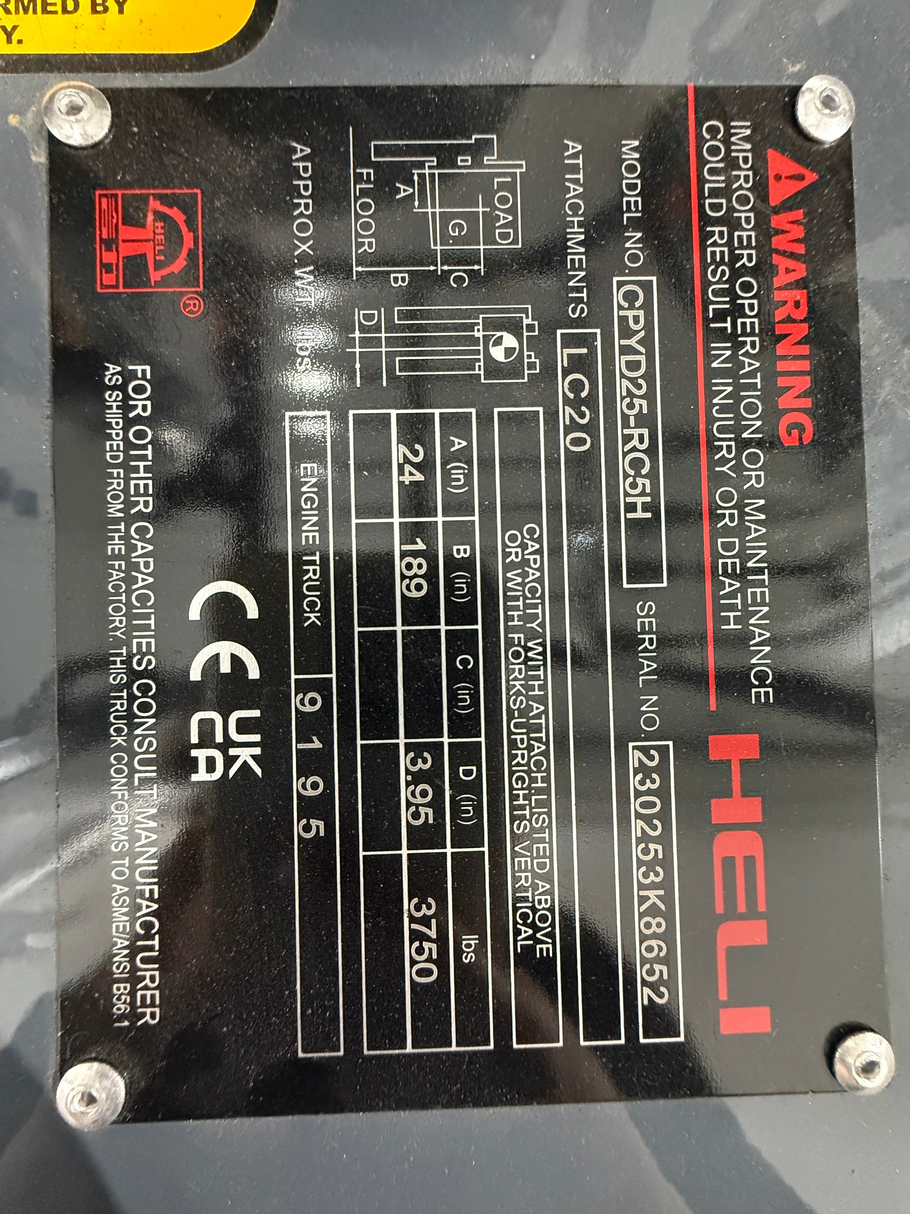 Unused Forklift Heli CPYD25-RC5H