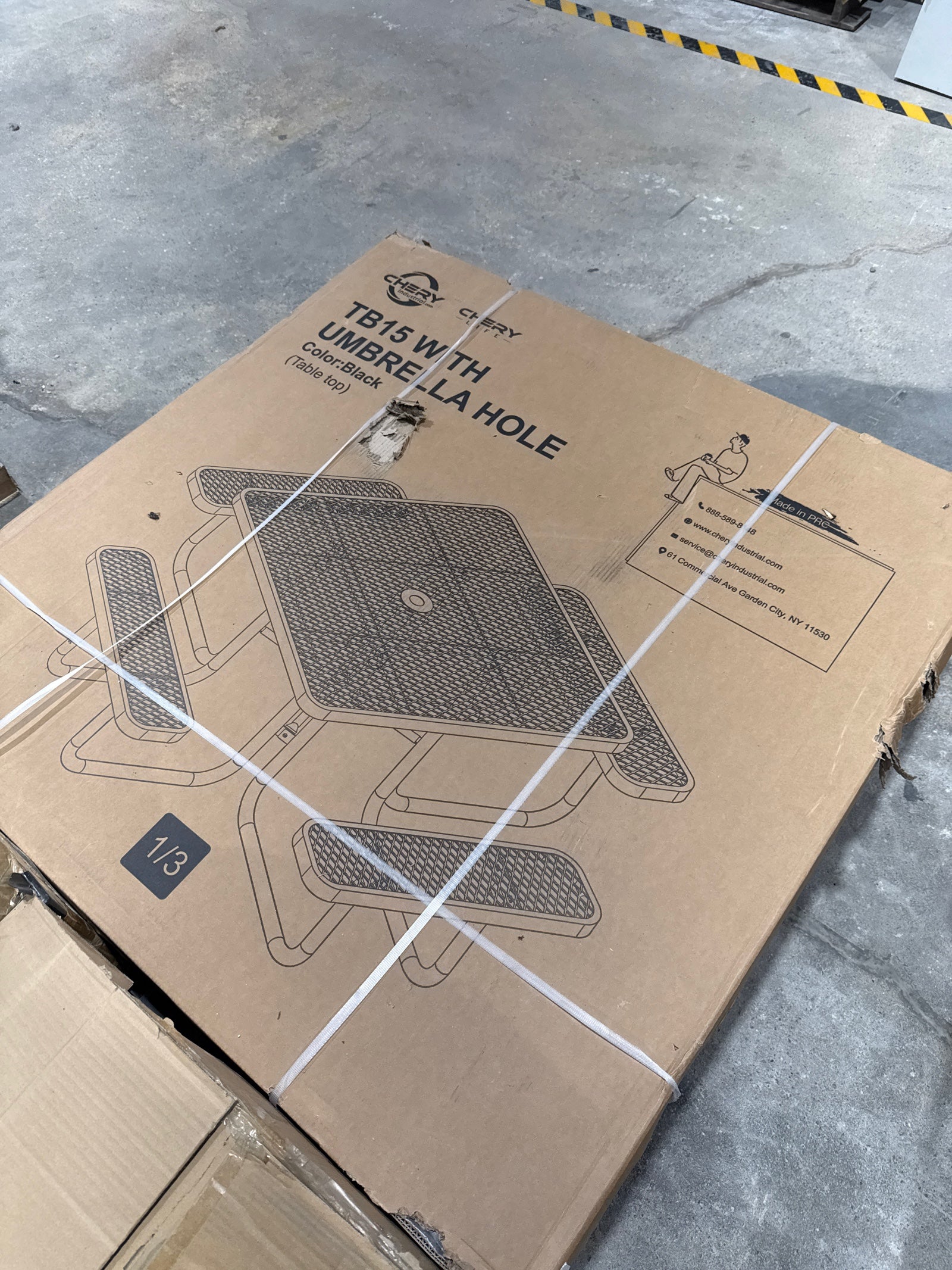 Unused 46" Square Picnic Table With Umbrella Hole Black (MSRP: $899)