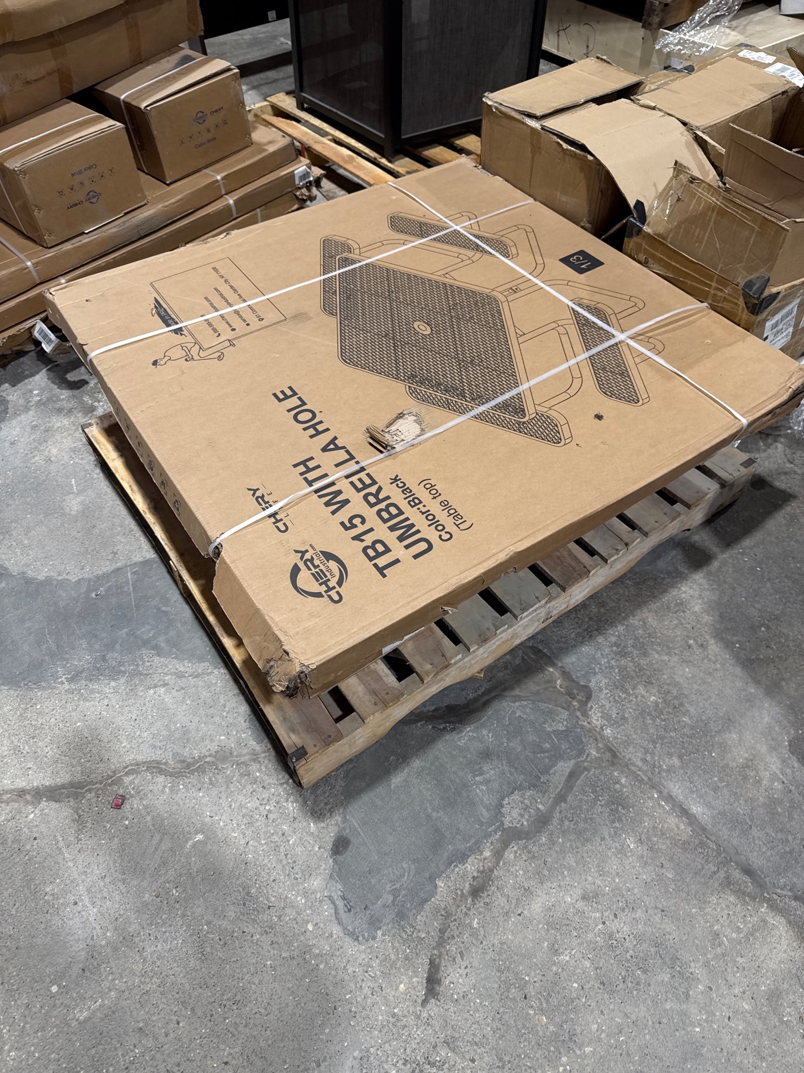 Unused 46" Square Picnic Table With Umbrella Hole Black (MSRP: $899)