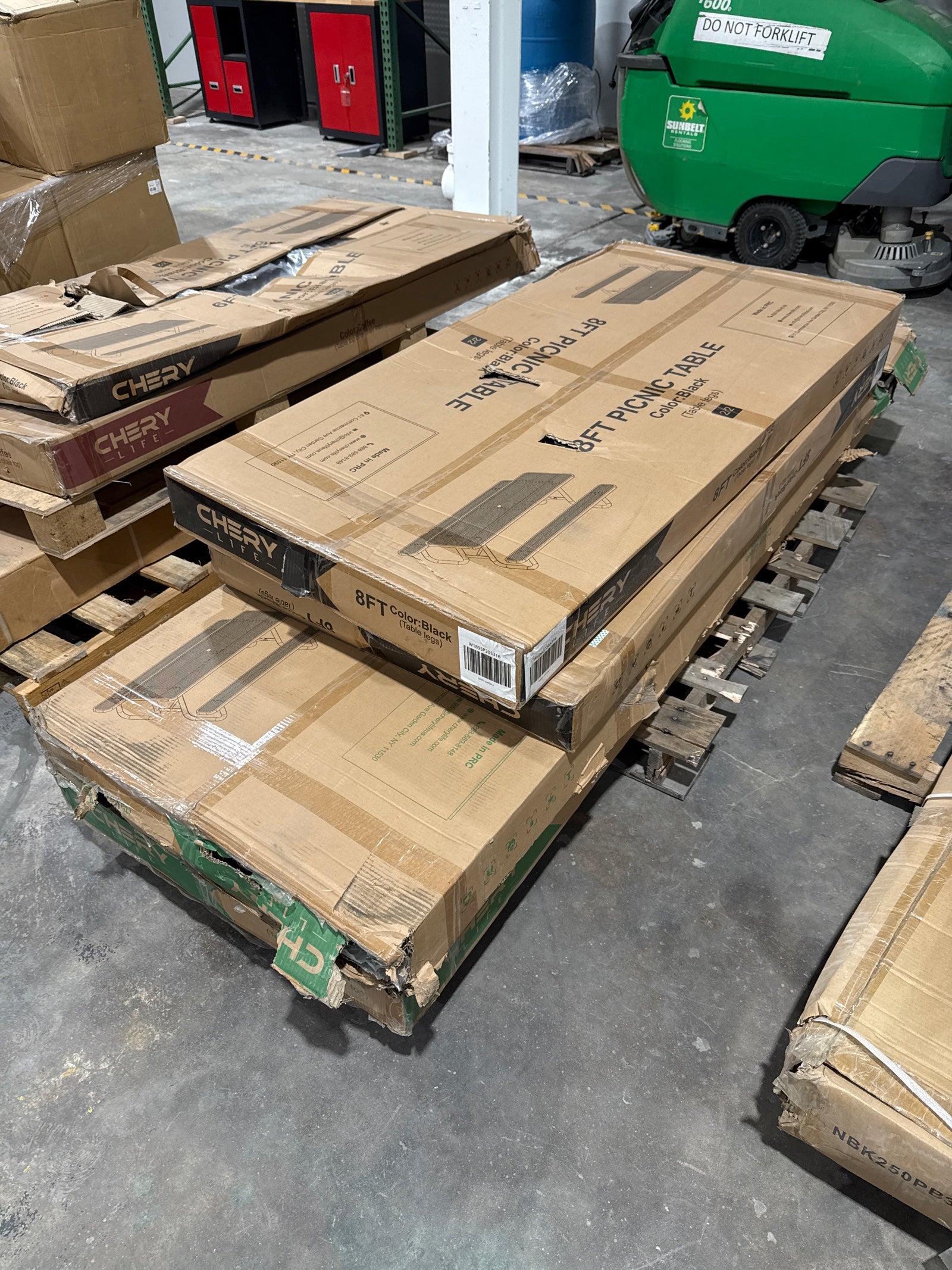 Unused 8ft Rectangle Picnic Table With Umbrella Hole (MSRP: $1,099)