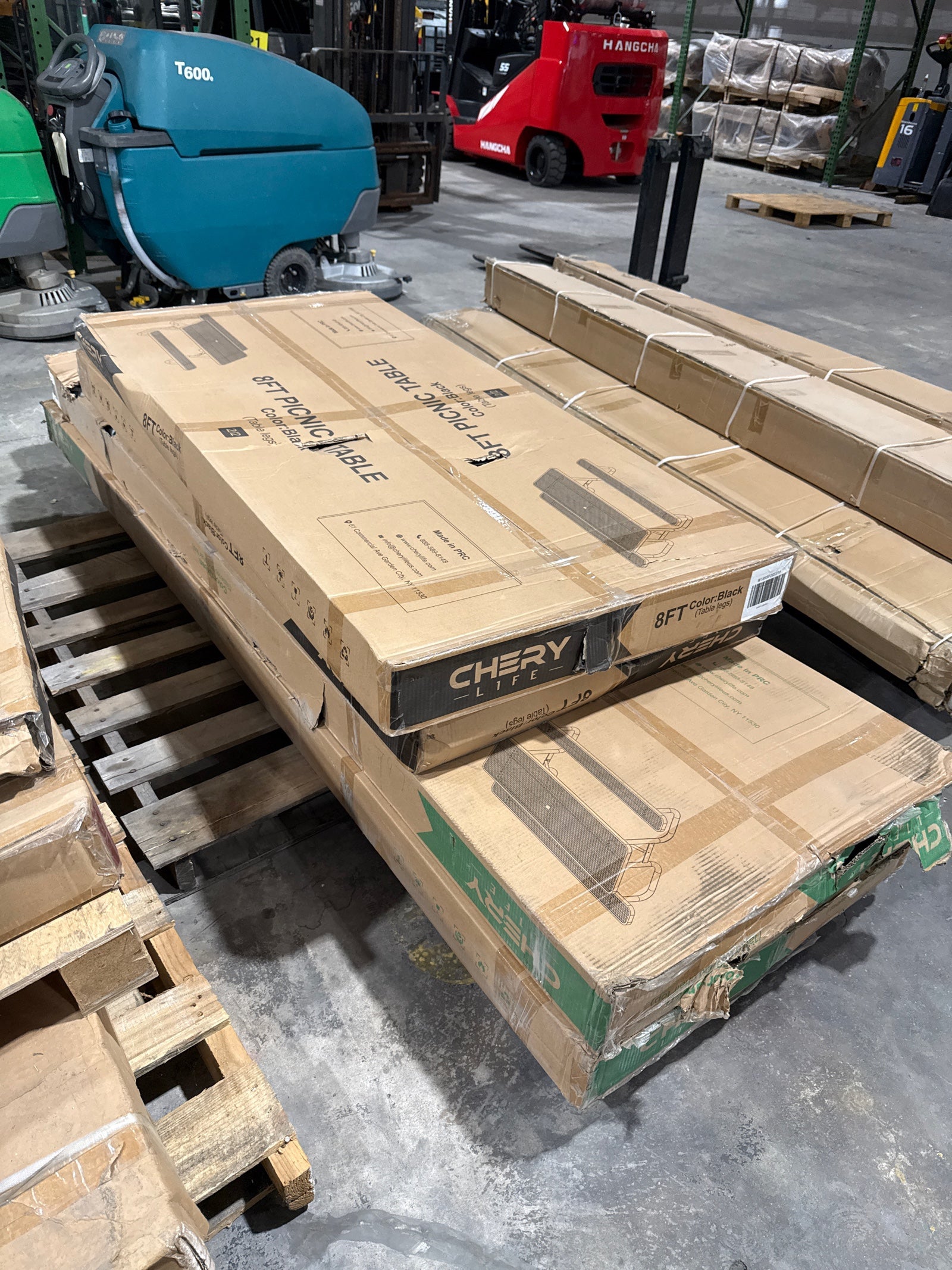 Unused 8ft Rectangle Picnic Table With Umbrella Hole (MSRP: $1,099)