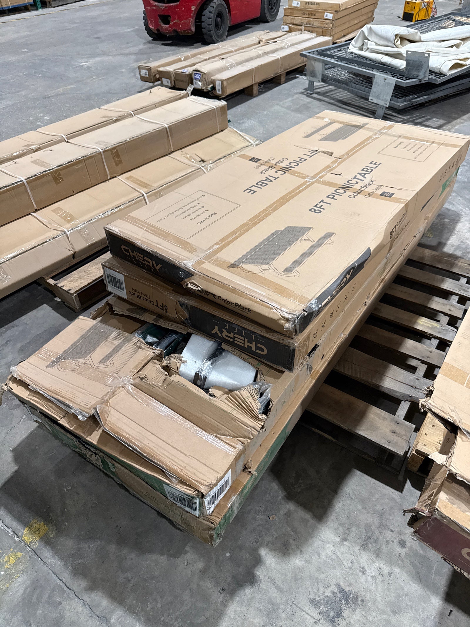 Unused 8ft Rectangle Picnic Table With Umbrella Hole (MSRP: $1,099)