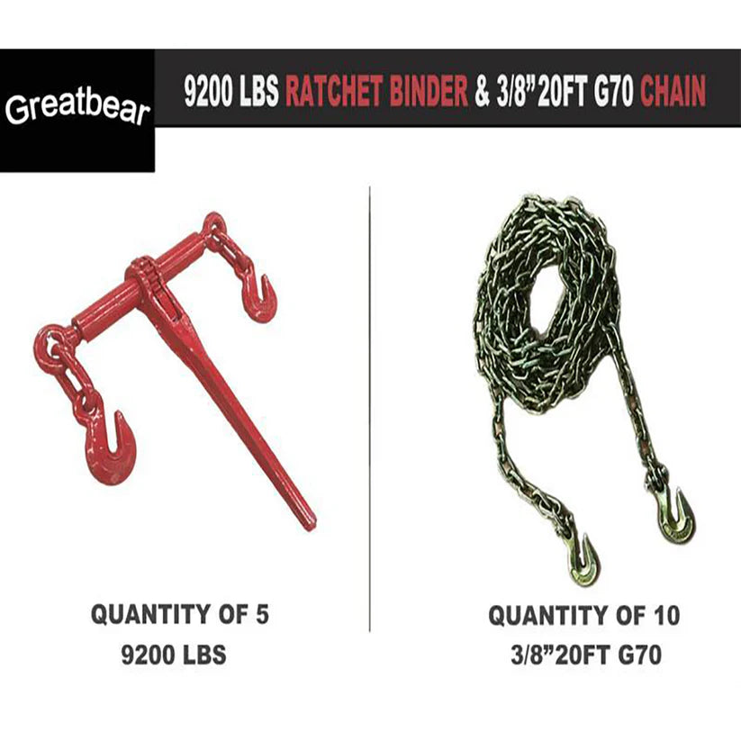 Unused Greatbear Ratchet binder and chain 9200 lbs (MSRP: $900)