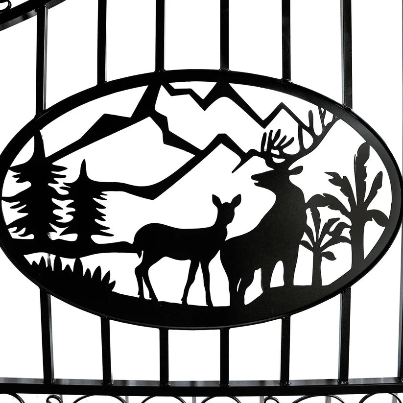 Unused Greatbear Iron Gate 14' - Deer & Pine (Deer Decor) - EPE foam (MSRP: $2,400)