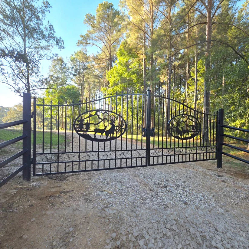 Unused Greatbear Iron Gate 20' - Deer & Pine (Deer Decor) - EPE foam (MSRP: $2,400)