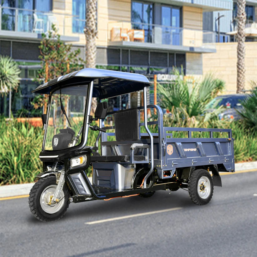 Unused Jinpeng 1500W Electric Cargo Tricycle Truck with Canopy (MSRP: $5,999)
