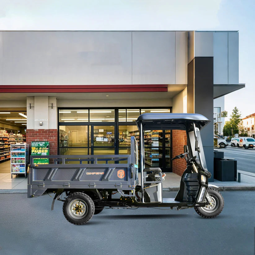 Unused Jinpeng 1500W Electric Cargo Tricycle Truck with Canopy (MSRP: $5,999)