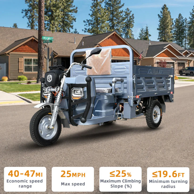 Unused Jinpeng 1500W Electric Cargo Tricycle Truck w/ Hydraulic Dump for Easy Unloading (MSRP: $5,799)