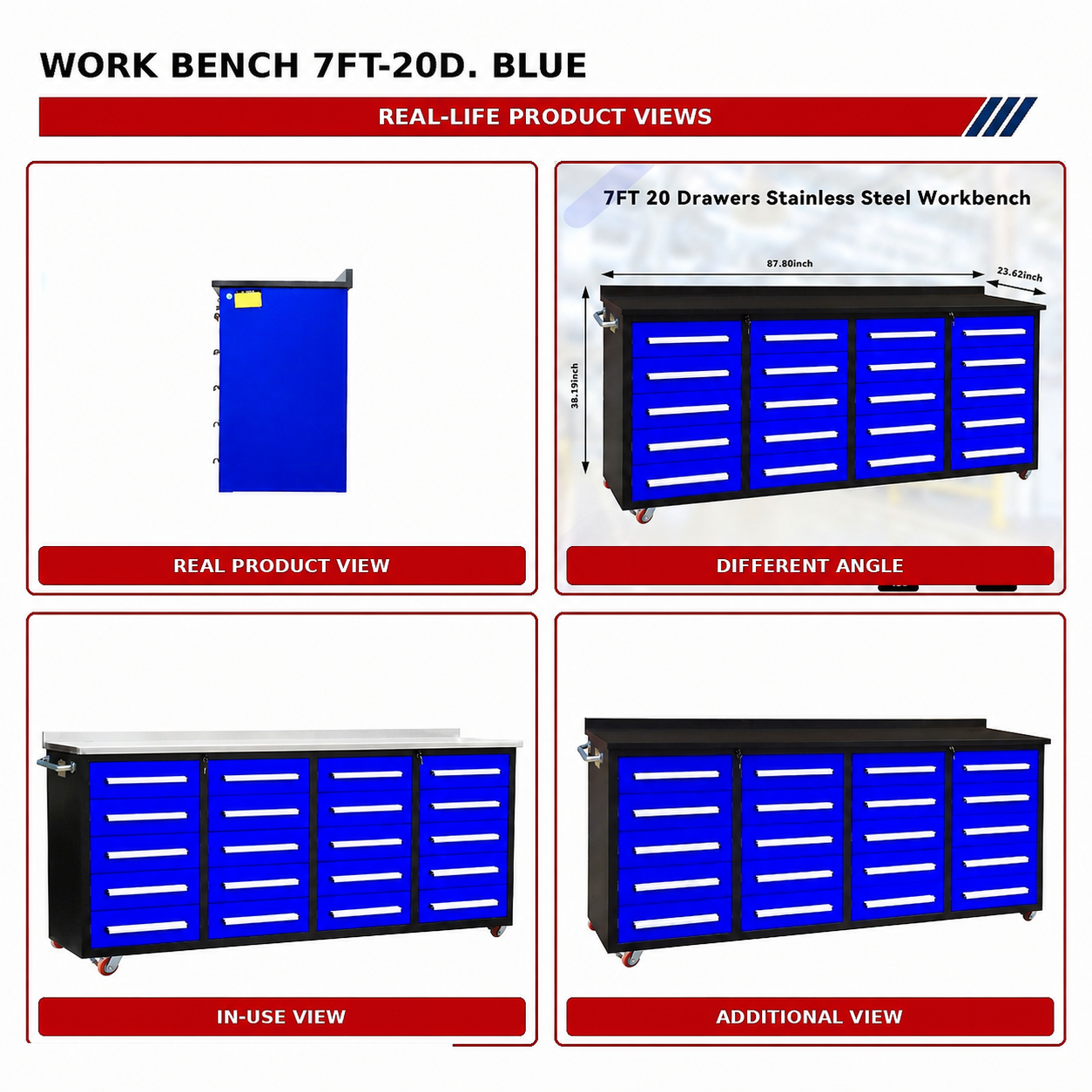 Unused Chery Industrial Work Bench 7ft-20D. Blue (MSRP: $2699)