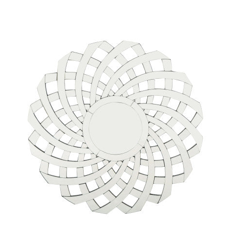 Unused Glam Flower Patterned Circular Wall Mirror
